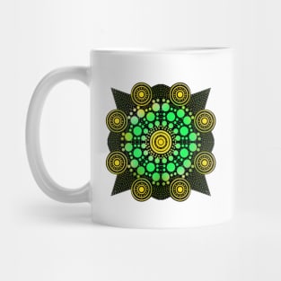 Symmetrical Mandala Green-Yellow Mug